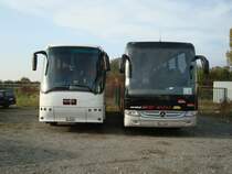 Bova Futura Helve-Cie (voher Veolia.ch) und Mercedes Tourismo Croisi-Tours/Badan Voyages, Avenches 27.10.2011