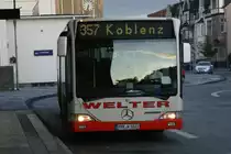 Der mercedes citaro drs bus Unternehmens  Welter  mit dem Kenzeichen MYK W 1022 am Neuwieder ZOB mit der Linie 357 nack Koblenz.(10.9.11)