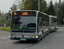 Am 30.10.2011 war dieser M-B Citaro im Shuttledienst zwischender vorletzten Stra�enbahnhaltestelle  Jean Jaur�s  Strasbourg und Kehl im stunden Takt im Einsatz.  