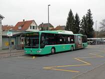 Mercedes Citaro mit der Betriebsnummer 710 auf der Linie 34 an der Endstation in Bottmingen. Die Aufnahme stammt vom 15.11.2011.