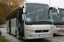 Volvo 9500 Vorf�hrwagen, unterwegs f�r  Me�mer , 04.11.2011 Autobahnrastst�tte A 8 bei Augsburg 