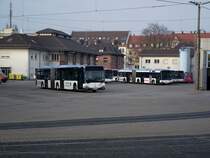 Mercedes Benz Citaro abgestellt in RNV Betriebshof Heidelberg durch den Zaun fotografiert am 18.11.11