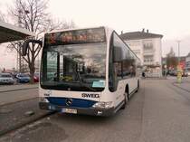 SWEG Citaro mit neuer LED-Matrix am 17.11.11 als Linie 132 nach �stringen am Bahnhof Bruchsal