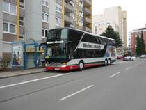 Der Setra S 431 DT der Fa. Wei&Nesch, auf Besuch in Maichingen