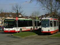 Bogestra Neoplan GL als Linie 368 ,neben Bogestra Linie 306,
Pause in Wanne Eickel Hbf./Bbf.(07.02.2008)