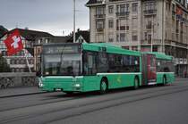 MAN Bus mit der Betriebsnummer 777 berquert die Mittlere Rheinbrcke Richtung Haltestelle Schifflnde. Die Aufnahme stammt vom 13.08.2011.