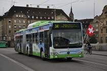 Mercedes Citaro mit der Betriebsnummer 728 berquert die Mittlere Rheinbrcke Richtung Haltestelle Rheingasse. Die Aufnahme stammt vom 13.08.2011.