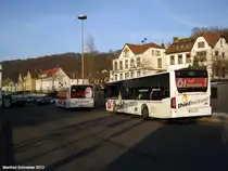Solaris Urbino und Mercedes Citaro am Bahnhof Brebach. Das Foto habe ich im Januar 2012 gemacht.