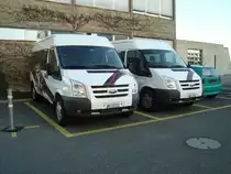 2 Ford Transit destin�s aux transports des joueurs du club de football Neuch�tel Xamax photographi�s � Neuch�tel (Suisse) le 15.01.2012 devant le stade de la Maladi�re
 