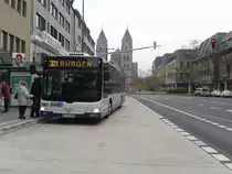 KO-KV 158, ein MAN Lion´s City der KVG Koblenz. Das Fahrzeug, hier eingesetzt auf der einzigen KVG-Linie 301 nach Burgen, fuhr bis vor zwei Wochen Werbung f�r das L�hr-Center Koblenz. Nun erstrahlt der Wagen im typischen KVG-Design. (KO-L�hr Center/30.Januar 2012)