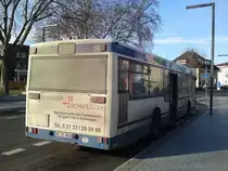 MAN NL 202 des Omnibusbetriebes Caillard, Dormagen. Davor Niederrheinische Verkehrsbetriebe AG (NIAG), Moers. Ex NIAG-Wagen 5501 aus Baujahr 1993.