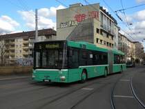 MAN Bus mit der Betriebsnummer 779 bei einem Tramersatz auf der Linie 6 vor der Haltestelle Morgartenring. Die Aufnahme stammt vom 20.02.2012.