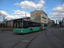 MAN Bus mit der Betriebsnummer 762 bei einem Tramersatz auf der Linie 6 vor der Haltestelle Morgartenring. Die Aufnahme stammt vom 20.02.2012.