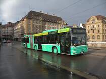 MAN Bus mit der Betriebsnummer 773 auf der Linie 34 berquert die Mittlere Rheinbrcke Richtung Haltestelle Rheingasse. Die Aufnahme stammt vom 28.02.2012.