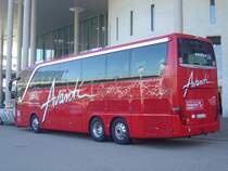 Heckansicht: Setra S 415 HDH  Avanti , dieser 5-Sterne-Bus fuhr 2010 von Freiburg nach Shanghai und zurck, 06.03.2012 Freiburg