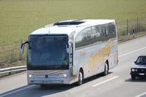 Mercedes Benz Travego de la maison Antoni Voyages (France) photographi� sur l'autoroute Berne - Zurich � la hauteur de Oensingen le 10.03.2012