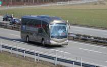 Scania Irizar de la maison R.R. Borowscy (Pologne) photographi� sur l'autoroute Zurich - Berne � la hauteur de Oensingen le 10.03.2012