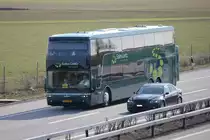 van Hool Astromega de la maison Sales-Lentz (Luxembourg) photographi� sur l'autoroute Berne - Zurich � la hauteur de Oensingen le 10.03.2012 