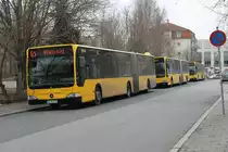 459 020-3 stand mit 2 weiteren Mercedes Bussen am 15.03.2012 an der Endhaltestelle in L�btau.