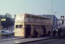 Berlin BVG Buslinie 19E (B�ssing Doppeldeckbus Typ D 2 U) am Flughafen Tempelhof am 4. November 1973.