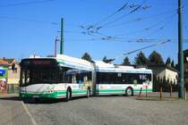 Solaris Trollino 18AC, Obus 055 der BBG-Eberswalde an der Endhaltestelle Ostend am 19.03.2012. 