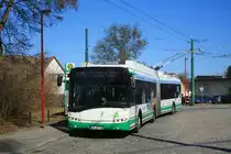 Solaris Trollino 18AC, Obus 055 der BBG-Eberswalde an der Endhaltestelle Ostend am 19.03.2012. 