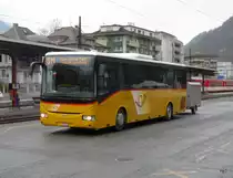 Postauto - IVECO Irisbus Crossway  VS 354601 auf dem Bahnhofsplatz in Brig am 08.04.2012