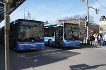 MAN 3. generation, MVG links 5312, rechts 5321, Mnchen Ostbahnhof 27.03.2012