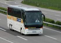 Setra 416 HDH de la maison Langreder photographi� le 17.05.2012 sur l'autoroute Zurich - Berne � la hauteur de Oensingen
. Ancien bus officiel durant le WM 2006 de football en Allemagne