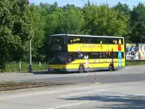 MAN-Doppeldecker (ex BVG) als Sonderfahrt an der Haltestelle Weiensee Stadion Buschallee/Hansastrae.(17.6.2012)