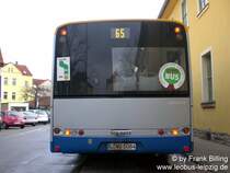 01.03.2008, Wagen 84, als Linie 65, Endstelle  Markranst�dt, Schulstra�e  