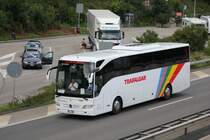 Mercedes benz Tourismo aux couleurs Trafalgar photographi� le 08.07.2012 entre B�le et Berne 