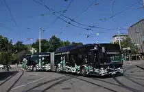 Mercedes Citaro mit der Betriebsnummer 722 auf der Linie 30 kurz vor der Endhaltestelle Bahnhof SBB. Die Aufnahme stammt vom 18.08.2012.

