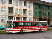 Ein O407 der Cottbusverkehr mit Sparkassenwerbung am ZOB Cottbus, 04.01.07.