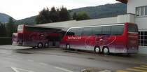 Setra 416 HDH et Setra 431 DT de la maison Hertzeisen & Giger photographi�s le 24.08.2012 � Glovelier
