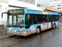 Regiobus - Mercedes Citaro Nr.7  AR 20556 mit Teilwerbung unterwegs als Bahnersatz f�r die Appenzeller Bahnen vor dem Bahnhof von Herisau am 11.11.2007