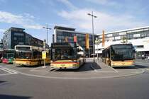 Drei Generationen MAN Busse am Bahnhof Thun. Die Aufnahme stammt vom 04.08.2012.