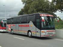 Wenger, Interlaken - Nr. 1/BE 483'461 - Setra am 2. September 2012 in Thun, Arena (Mannschaftsbus des FC Thun)