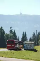 Setra 315 UL de la maison CJ (Chemin de fer du Jura) photographi� le 16.09.2012 � Mt-Crosin avec le Chasseral en arri�re plan !