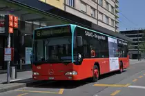 Mercedes Citaro mit der Betriebsnummer 126 auf der Linie 6 beim Bahnhofplatz. Die Aufnahme stammt vom 24.05.2012.
