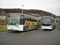 Neoplan Euroliner und MAN Lion's Regio der RPNV in Sassnitz am 22.01.2012