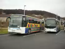 Neoplan Euroliner und MAN Lion's Regio der RPNV in Sassnitz am 22.01.2012