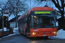 RBS, Worblaufen Nr. 84/BE 713'884 Volvo 7700 Hybrid am 14. Dezember 2012 an der Endstation der Linie 40 Allmendingen K�serei.