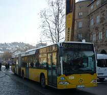 Der Citaro S-SB 7033, f�hrt auf der Linie 42, zum Schlo�platz in Stuttgart.Am 08.12.12