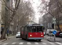 Die letzte Tage des Typs ZIU-9 in Budapest, bei BKV (Sie haben 37 Jahre lang in Budapest verkehrt). 909 an der Linie 70 bei der Haltestelle Opera.  