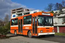 RBS, Worblaufen Nr. 29/BE 448'229 NAW am 2. Januar 2013 auf einer Extrafahrt in der Lindenmattstrasse in Bolligen. Bis zur Inbetriebnahme der neueren MAN-Busse (ca. Ende 2000) wurde dieses Quartier auf Verlangen durch die damalige Linie B2 (heute Linie 47) bedient.