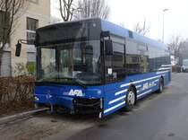 MAN n� 56 accident� de la maison AFA (Adelboden - Frutigen Autoverkehr) photographi� le 09.01.2013 � Kerzers