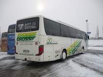 Der Setra S 415 GT/HD der Fa. Gross, Heilbronn auf dem Parkplatz an der Messe in Stuttgart Am 17.01.2013