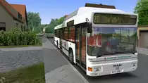MAN Niederflurbus 1. Genration (MAN NL 202) mit CNG-Antrieb des Omnibussimulators (OMSI) fhrt in Rosenburg fr die Rosenburger Verkehrsbetriebe AG am 07.02.2013

