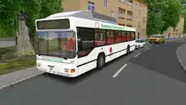 MAN Niederflurbus 1. Genration (MAN NL 202) mit CNG-Antrieb des Omnibussimulators (OMSI) fhrt in Rosenburg fr die Rosenburger Verkehrsbetriebe AG am 07.02.2013

